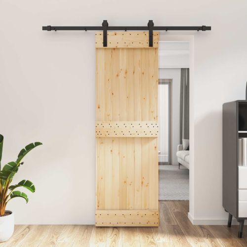 Преплъзваща се врата Естествено и черно 70 x 210 cm