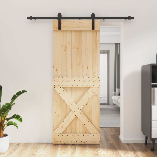 Преплъзваща се врата Естествено и черно 80 x 210 cm