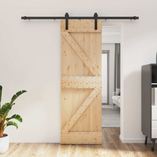 Преплъзваща се врата Естествено и черно 70 x 210 cm