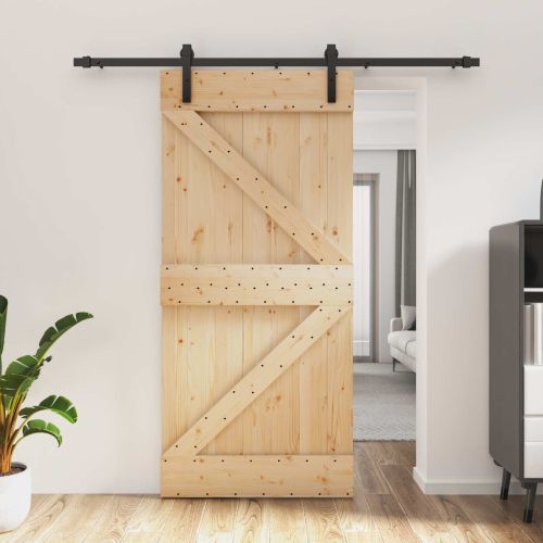 Преплъзваща се врата Естествено и черно 95 x 210 cm