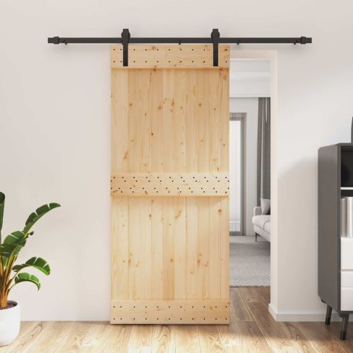 Преплъзваща се врата Естествено и черно 90 x 210 cm