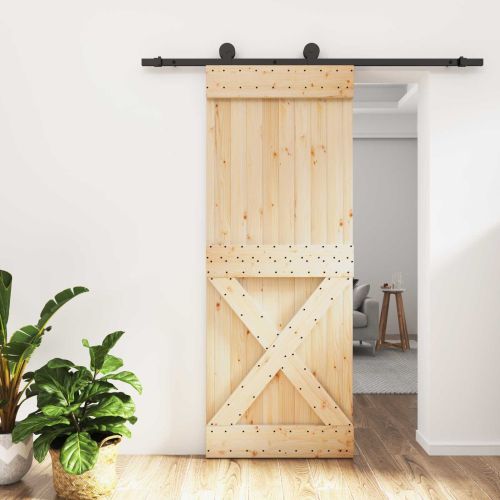 Преплъзваща се врата Естествено и черно 80 x 210 cm