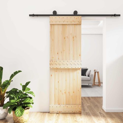 Преплъзваща се врата Естествено и черно 70 x 210 cm