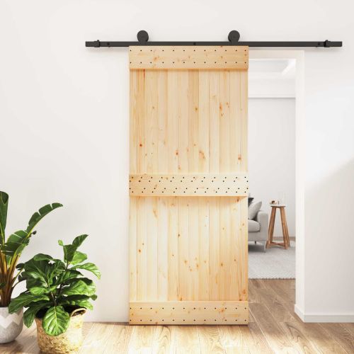 Преплъзваща се врата Естествено и черно 90 x 210 cm