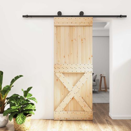 Преплъзваща се врата Естествено и черно 80 x 210 cm