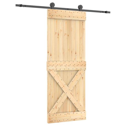 Преплъзваща се врата Естествено и черно 80 x 210 cm