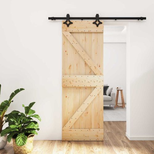 Преплъзваща се врата Естествено и черно 70 x 210 cm