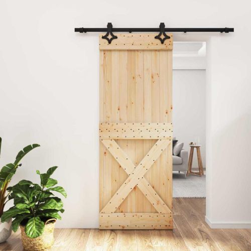 Преплъзваща се врата Естествено и черно 80 x 210 cm