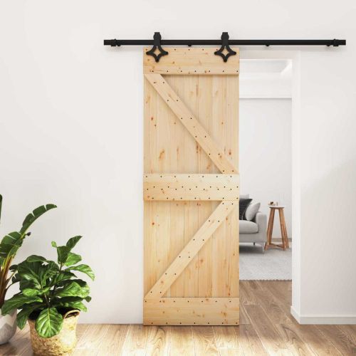 Преплъзваща се врата Естествено и черно 70 x 210 cm
