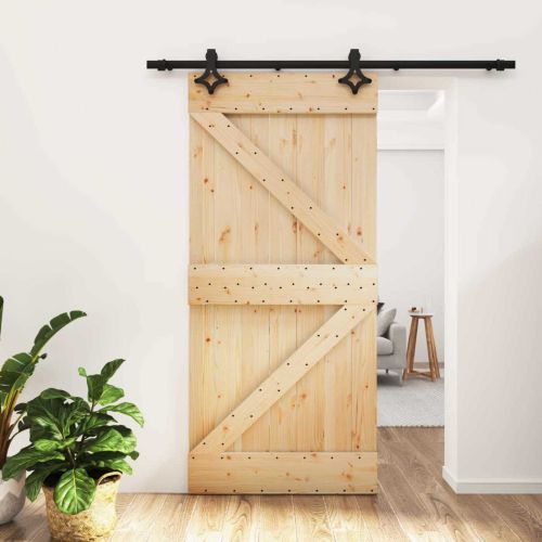 Преплъзваща се врата Естествено и черно 95 x 210 cm