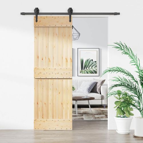 Преплъзваща се врата Естествено и черно 70 x 210 cm