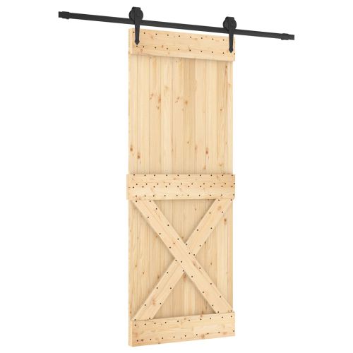 Преплъзваща се врата Естествено и черно 80 x 210 cm
