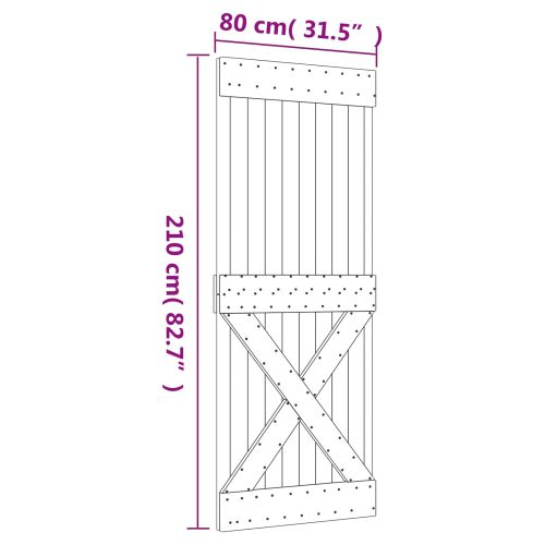 Преплъзваща се врата Естествено и черно 80 x 210 cm