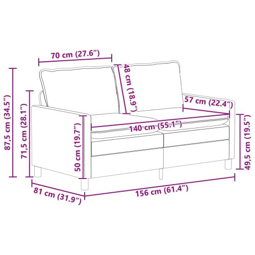 Диван Светлосиво 156 x 81 x 87,5 см Кадифе