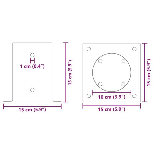 Кръгъл наземен анкер 4 pcs Сребристо 15 x 15 x 15 см Метал