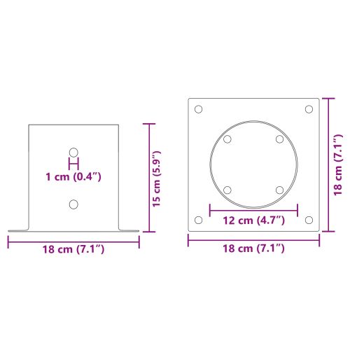 Кръгъл наземен анкер 12 pcs Антрацит 18 x 18 x 15 см Метал