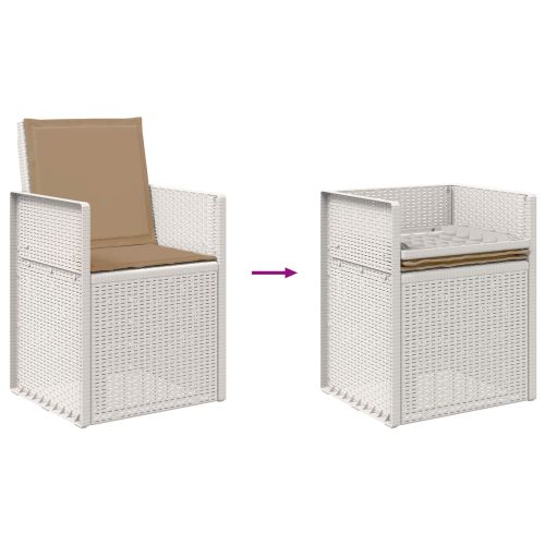 Градински Dining Столове 2 pcs Бяло и таупе ПП