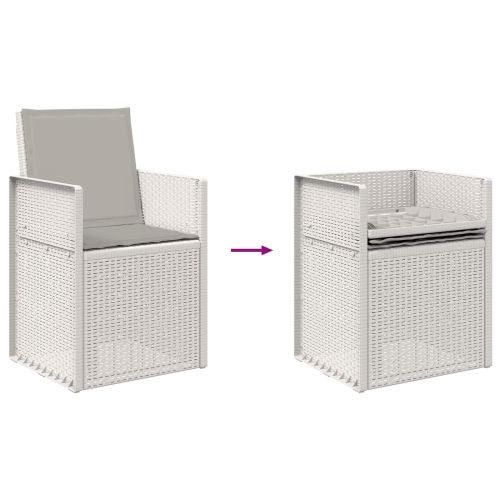 Градински Dining Столове 2 pcs Бяло и светлосиво ПП