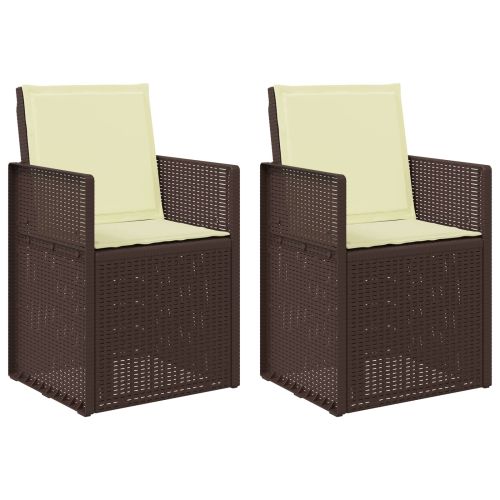 Градински Dining Столове 2 pcs Кафяво и кремаво ПП