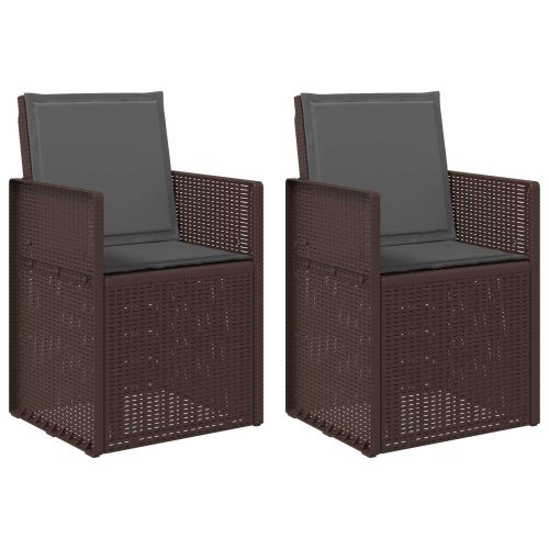 Градински Dining Столове 2 pcs Кафяво и антрацит ПП