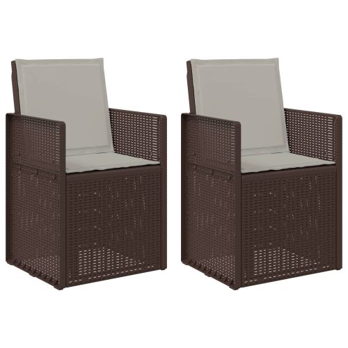 Градински Dining Столове 2 pcs Кафяво и светлосиво ПП