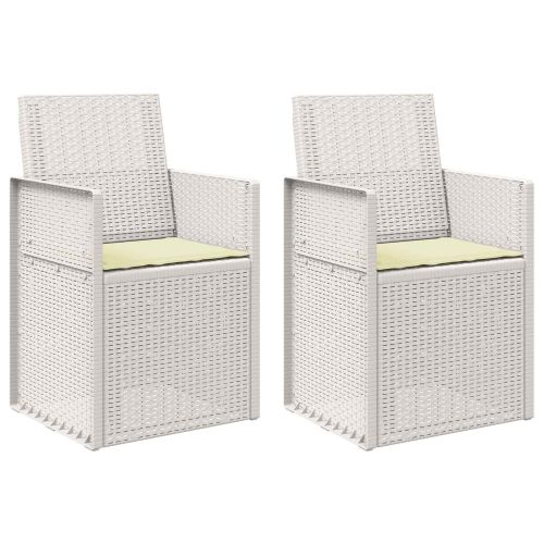Градински Dining Столове 2 pcs Бяло и кремаво ПП