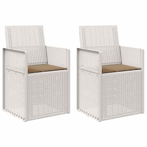 Градински Dining Столове 2 pcs Бяло и таупе ПП
