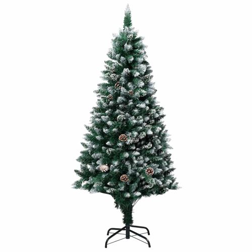 Изкуствено коледно дърво с LED светлини и комплект топки и шишарки 180 см