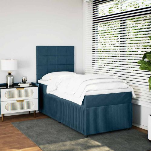 Боксспринг легло с матрак, синьо, 80x200 см, кадифе