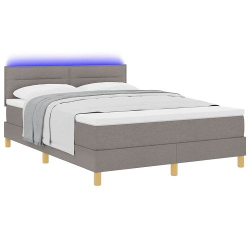 LED кутия за пружини с легло Таупе 160 x 200 cm текстил