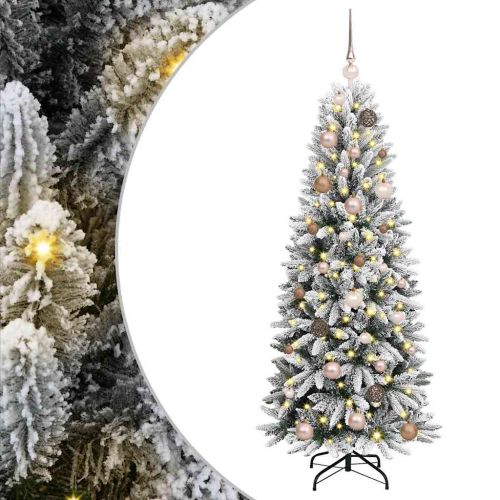 С изкуствено коледно дърво с 150 LED светодиода Бяло 150 cm