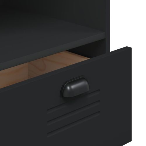 Висок шкаф "VIKEN", черен, 80x40x200 см, бор масив