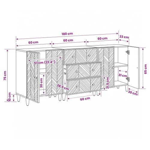 Шкафове за съхранение 3 pcs Кафяво 60 x 33,5 x 75 см