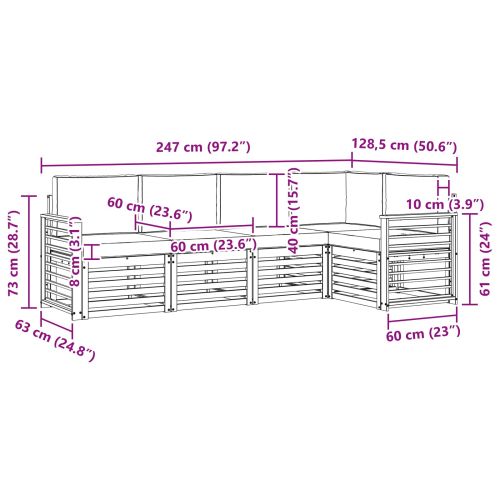 Комплект дивани за открито 5 pcs Бяло и антрацит