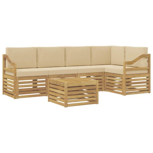 Комплект дивани за открито 6 pcs Бяло и Бежово 59 x 59 x 37 см