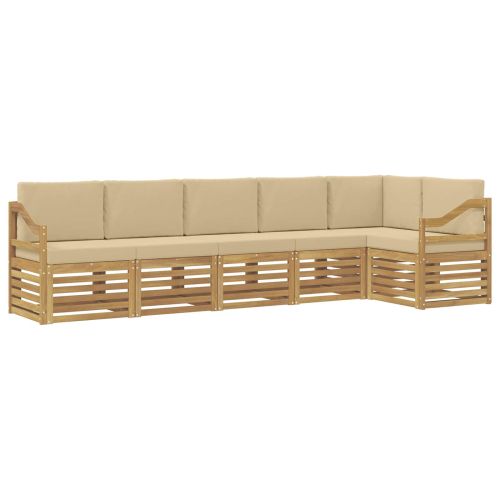 Комплект дивани за открито 6 pcs Бяло и Бежово