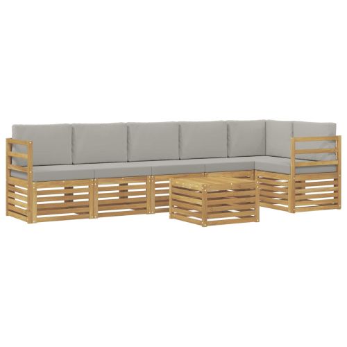 Комплект дивани за открито 7 pcs Бяло и светлосиво