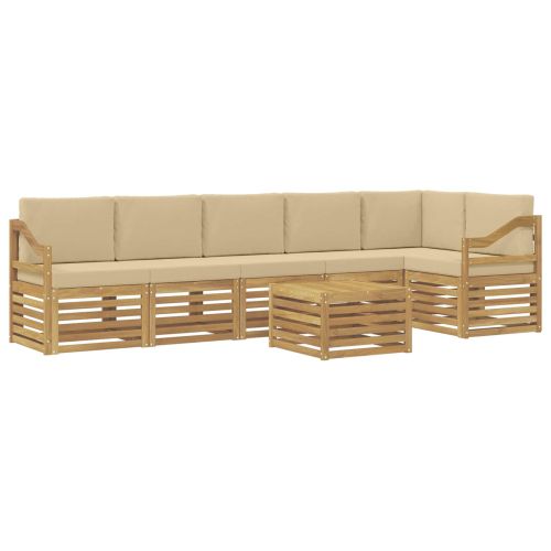 Комплект дивани за открито 7 pcs Бяло и Бежово 59 x 59 x 37 см