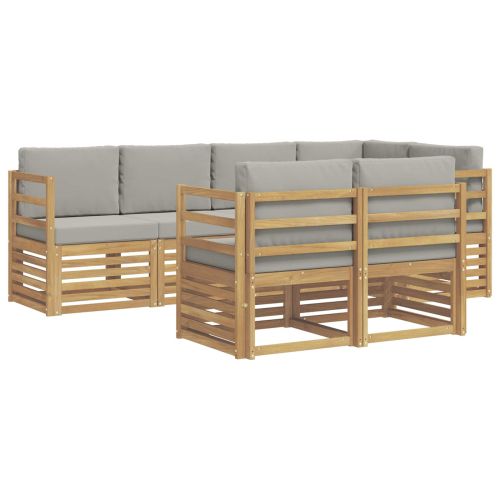 Комплект дивани за открито 7 pcs Бяло и светлосиво