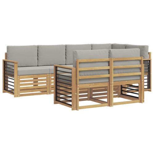 Комплект дивани за открито 7 pcs Бяло и светлосиво