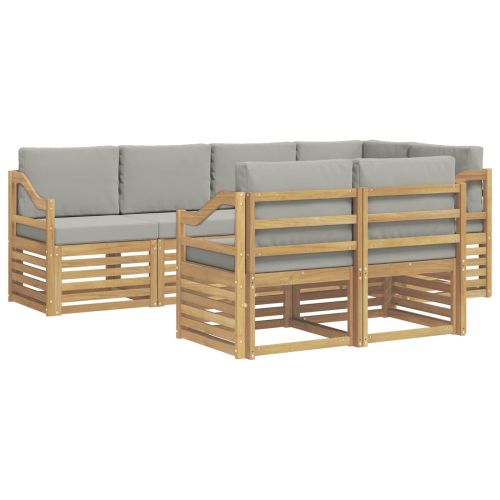 Комплект дивани за открито 7 pcs Бяло и светлосиво