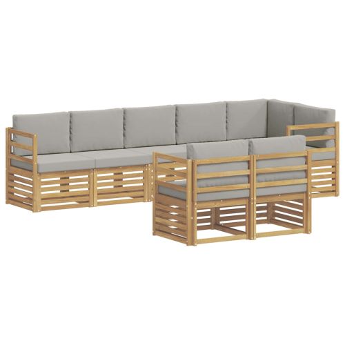 Комплект дивани за открито 8 pcs Бяло и светлосиво