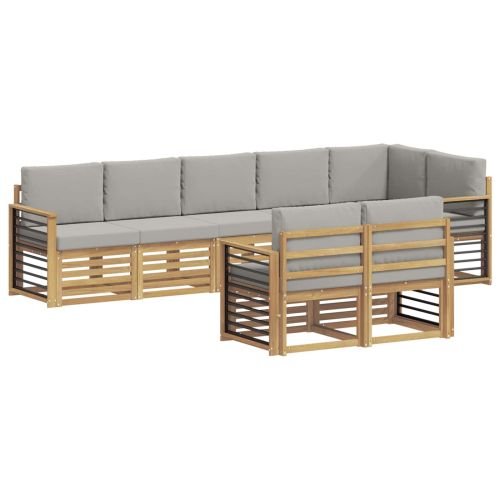 Комплект дивани за открито 8 pcs Бяло и светлосиво