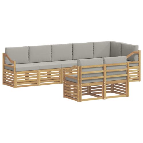 Комплект дивани за открито 8 pcs Бяло и светлосиво