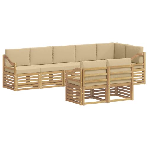 Комплект дивани за открито 8 pcs Бяло и Бежово