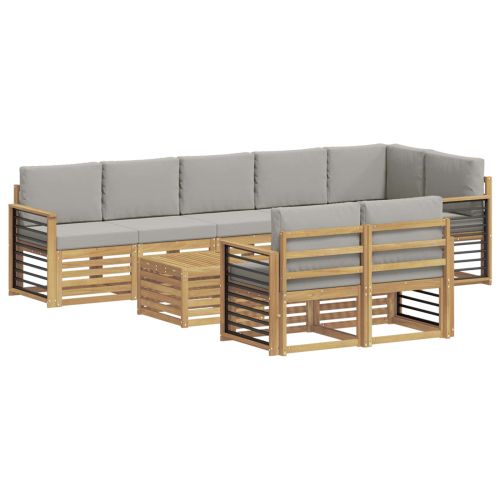 Комплект дивани за открито 9 pcs Бяло и светлосиво