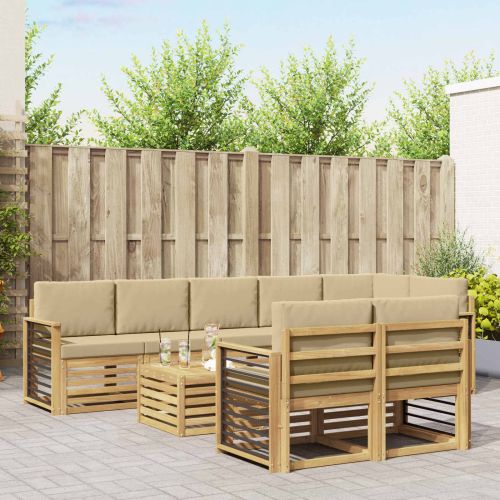 Комплект дивани за открито 9 pcs Бяло и Бежово 59 x 59 x 37 см