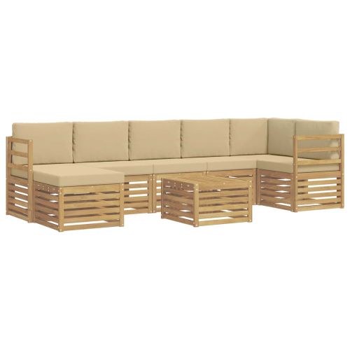 Комплект дивани за открито 8 pcs Бяло и Бежово 59 x 59 x 37 см