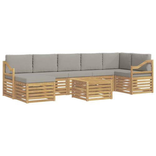 Комплект дивани за открито 8 pcs Бяло и светлосиво