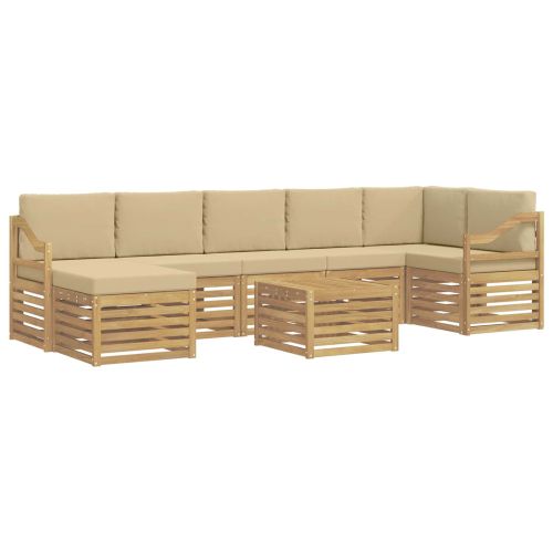 Комплект дивани за открито 8 pcs Бяло и Бежово 59 x 59 x 37 см